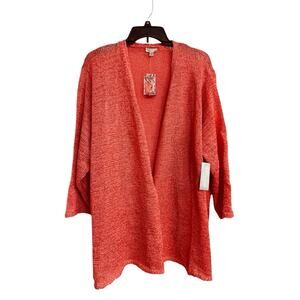 Avenue VIP Knits Orange Open Knit Cardigan Sweater Women Plus Size 30/32 (2X-3X)